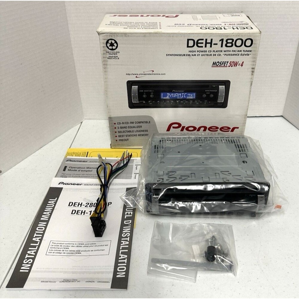 Pioneer DEH-1800 Head Unit Stereo Super Tuner lll Car CD Player EQ Mosfet 50W